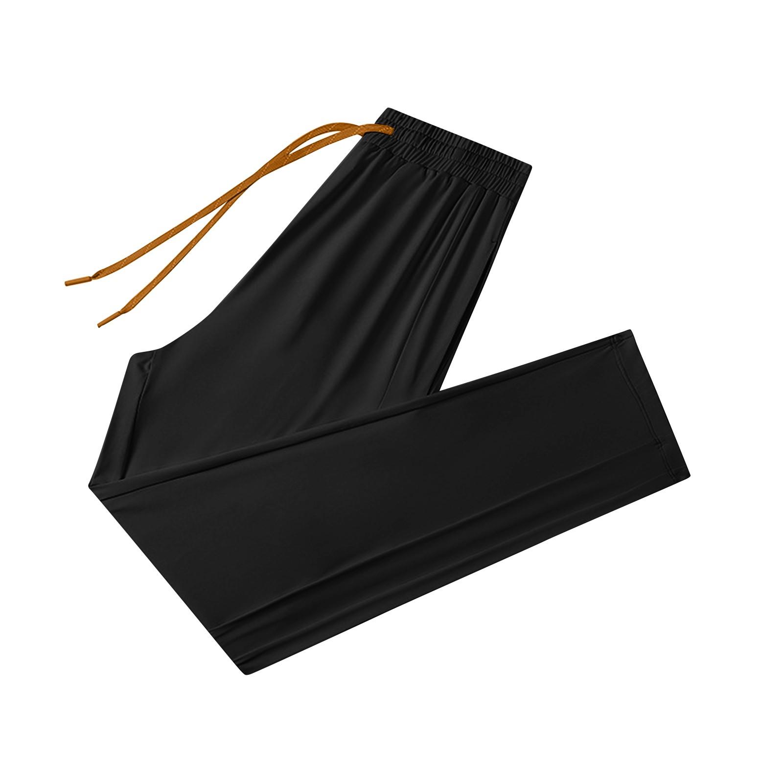 

Женские повседневные однотонные прямые повседневные брюки с эластичной резинкой на талии и карманами L чёрный