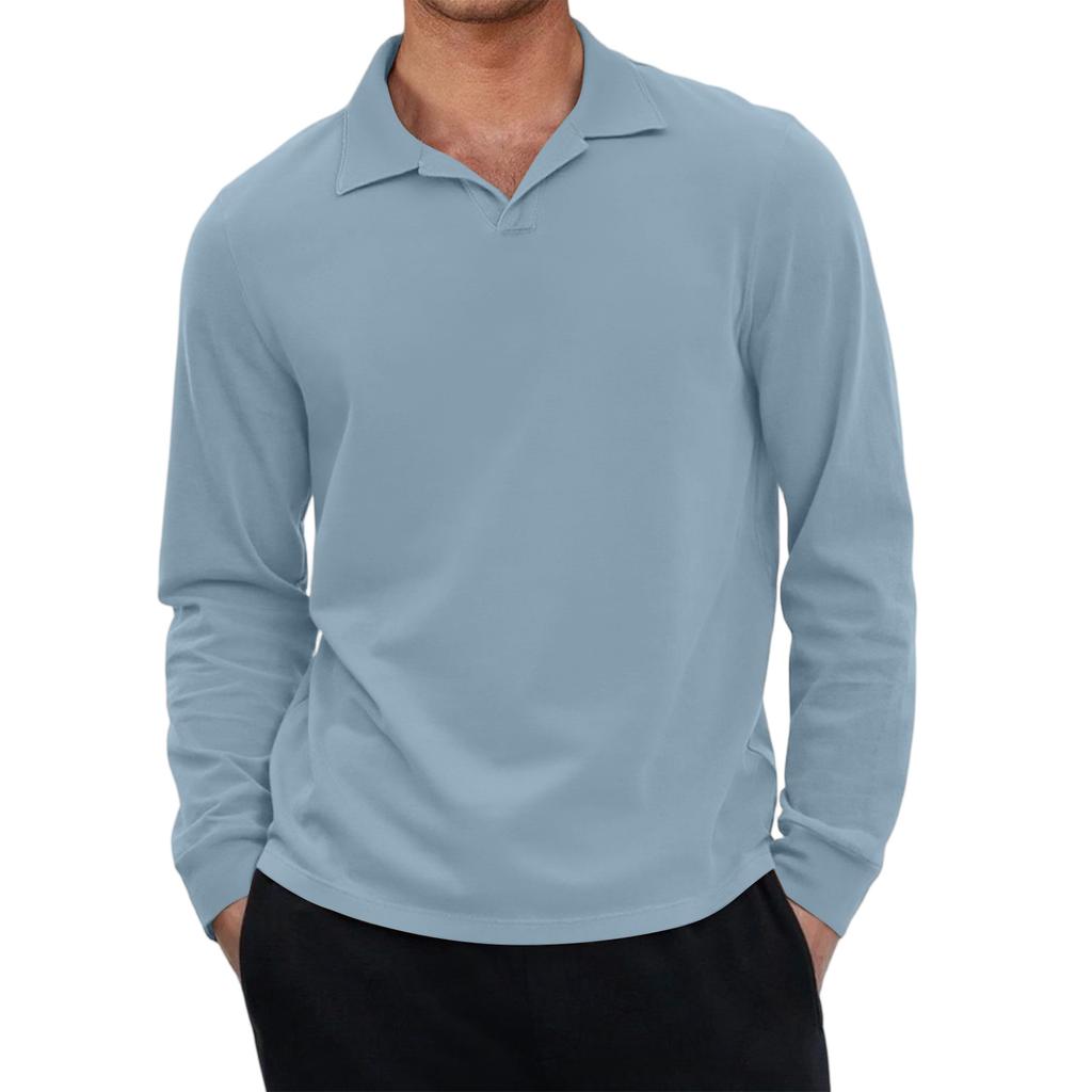 Men's Casual Retro Small V-neck Long-sleeved Top