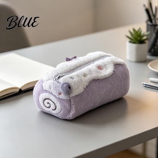 Flauschige hautfreundliche Federtasche Kuchenrollen-Etui Niedliche Plüsch-Kosmetiktasche
