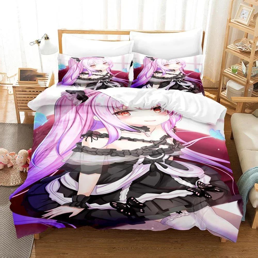 Comforter 3D Printed Uruha Rushia Hololive Butterfly Girl Bedding Set Bedroom Soft Modern S Comefortable