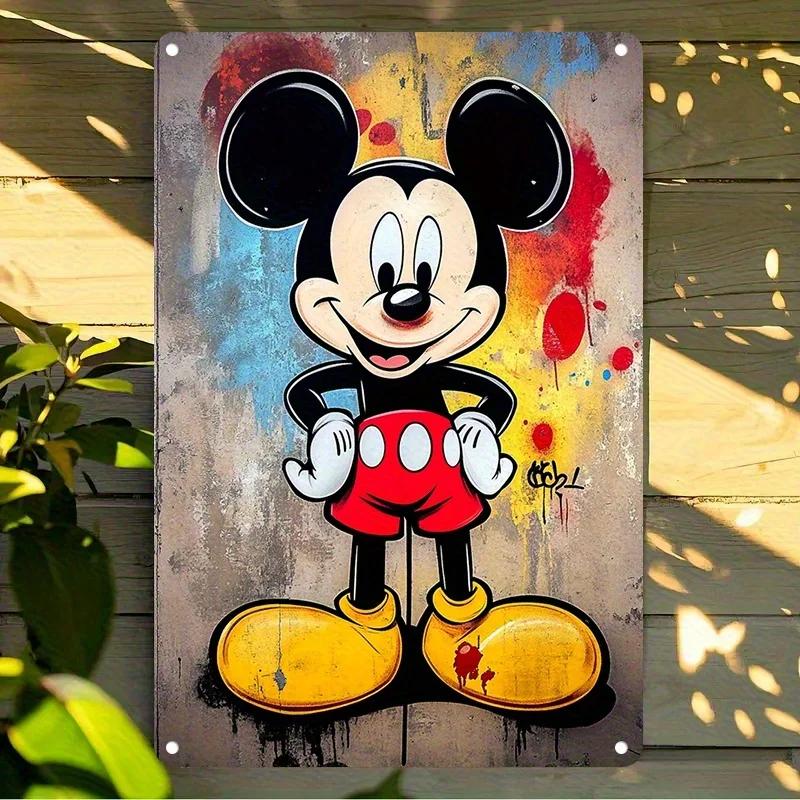 Miniso Mickey Colorful & Creative Bar Metal Sign, Retro Plaque, Sign, Alcohol Drinker, Pub, Club, Kitchen Wall Decoration