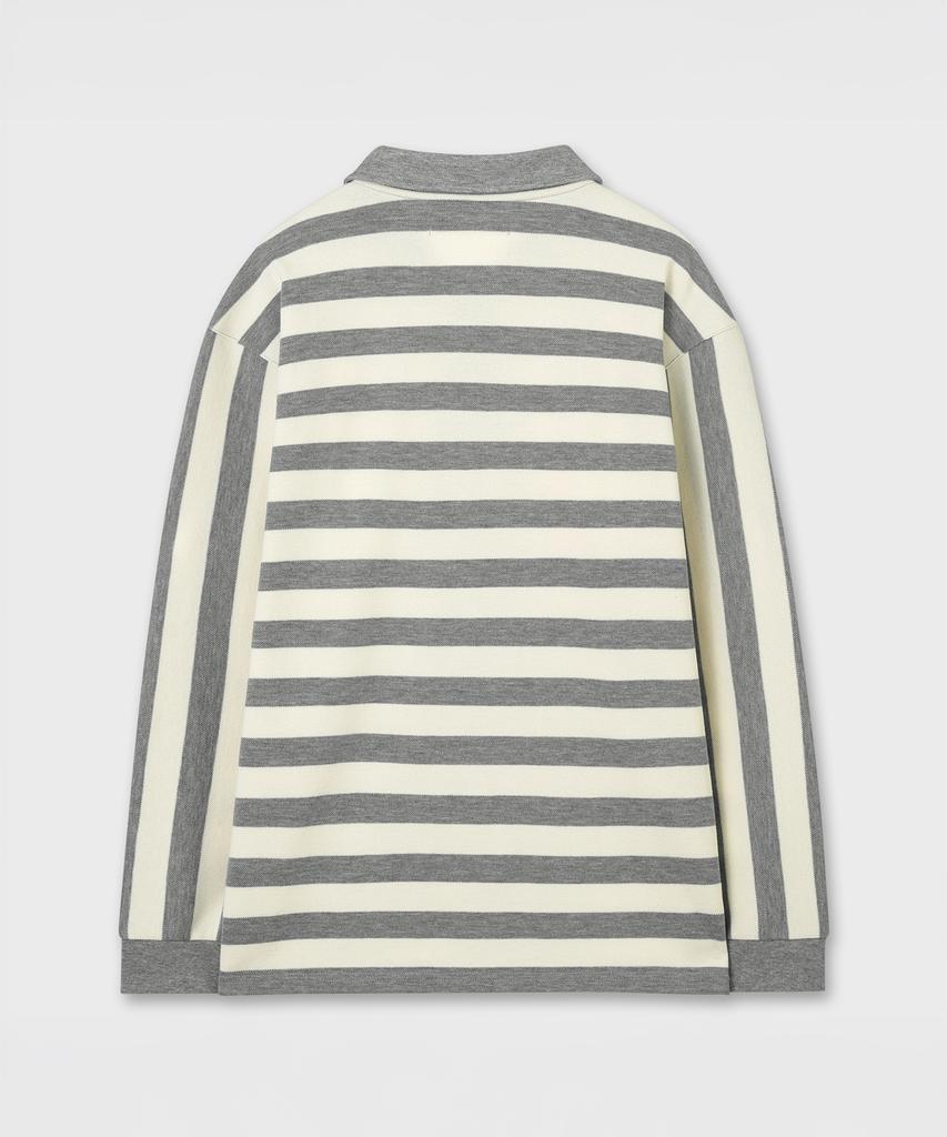 PLAC Rugby Striped Polo Shirt Grey