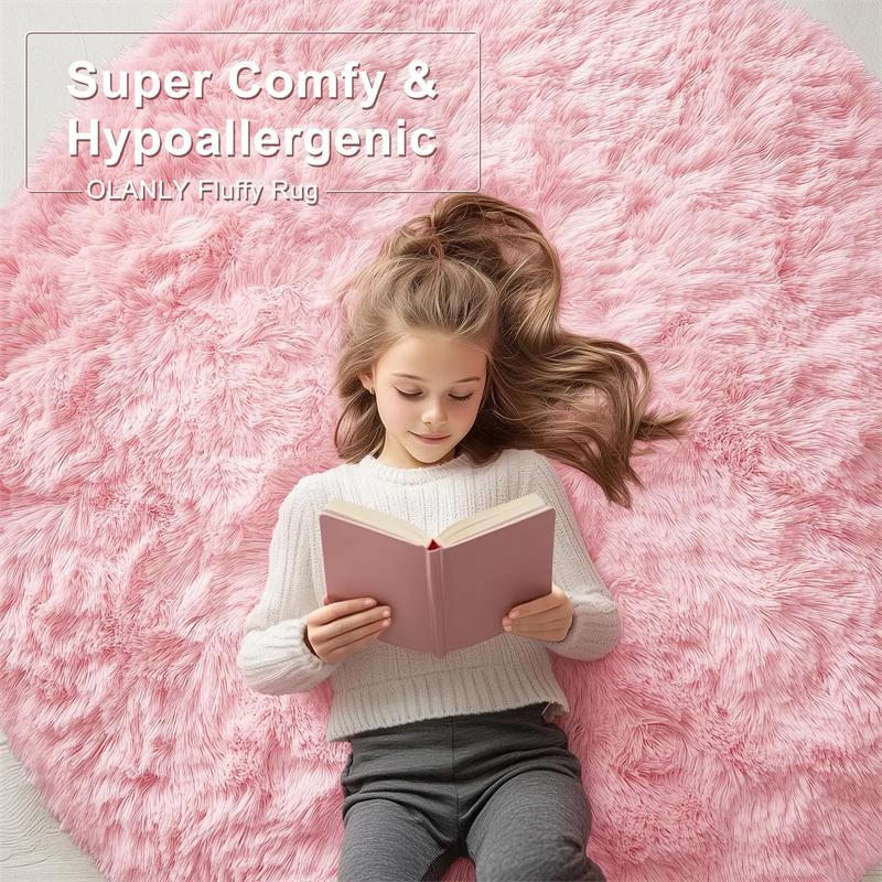 Fluffy Round Rug For Bedroomfuzzy Kids Room Carpet Shaggy Living Room Sofa Area Rug Soft Nursery Floor Mat Home Decor