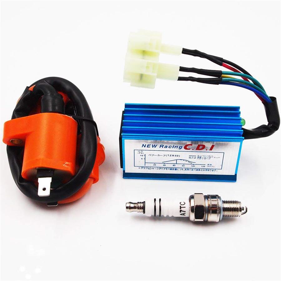 6 pins Performance Racing Ignition Coil+Spark Plug+AC CDI For GY6 50cc 125/150cc