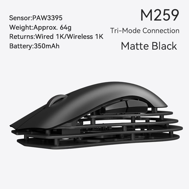 

Ajazz Ігрова миша M259 з трьома режимами бездротового з’єднання Bluetooth, легка та плавна чорний