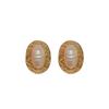 Silver needle pearl striped oval earrings French exaggerated court style stud earrings retro high-end temperament earrings