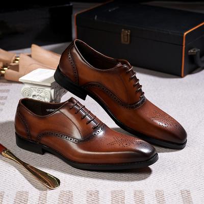 Leather Shoes Men's Business High-end, Classic Oxford Shoes First Layer Cowhide Breathable Formal Wear Office Wedding Banquet Gentleman's Shoes