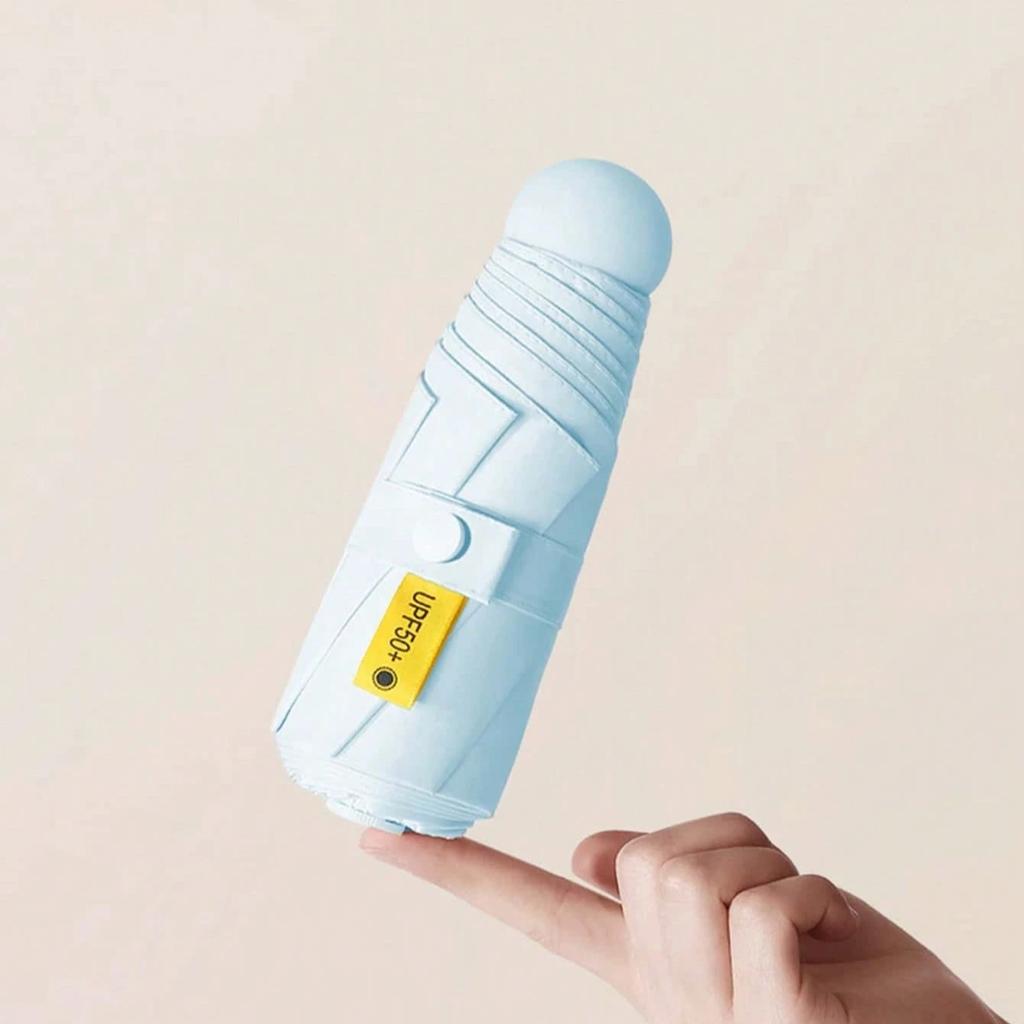 1pc Compact Travel Mini Umbrella Uv Protection Capsule Umbrella 5 Fold Ultra Lightweight Sunshade Umbrellas Protable Manual
