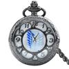 Collana Orologio da Tasca con Ali Creative Ciondolo Vuoto Vintage Orologio a Catena al Quarzo per Donne Uomini
