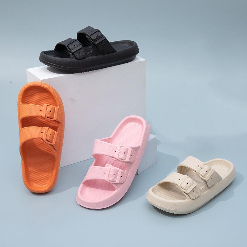 Herren und Damen Bequeme und Weiche Indoor- und Outdoor-Hausschuhe Verstellbare EVA-Flachsandalen mit Doppelschnalle