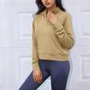 Women's Quarter Zip Pullover Sweatshirt Loose Fit Casual Solid Color Long Sleeve Sweatshirt with Ribbed Cuffs and Hem