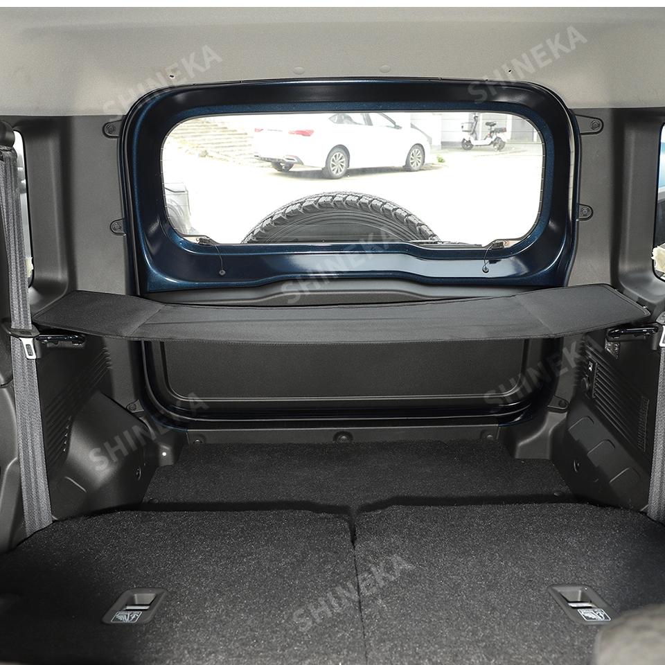 SHINEKA Rear Trunk Curtain Cover Storage Bag Net Organizer for Suzuki Jimny 4 Door 2019 Up Stowing Tidying Interior Accessories