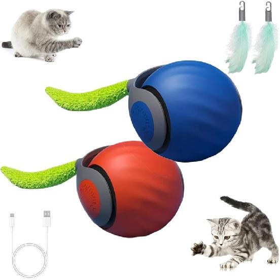 Speedy Tail 2.0,Speedy Tail Cat Toy,Teazys cat Toy Speedy Tail 2.0,Interactive Cat Toy for Indoor Cats,Smart Interactive Cat Toy Ball,Two Speed 2pcs