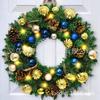 Christmas Decorations Set: LED String Lights Red Poinsettia Flowers Wreath Door Hanging Home Festive Interior