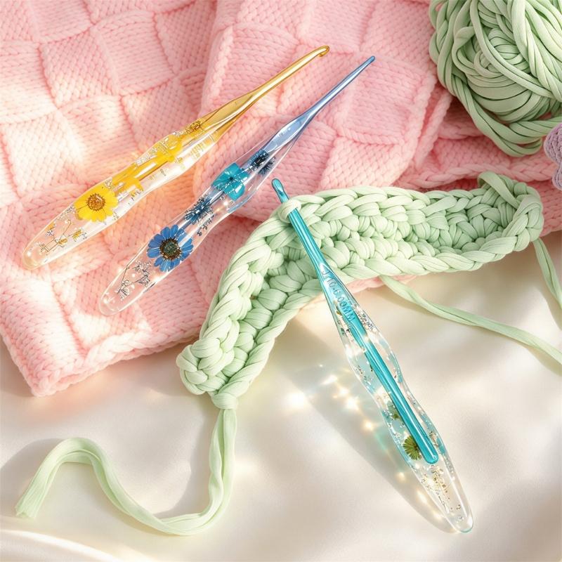 Häkelnadel mit Blumenmuster-Griff und Aluminiumspitze, Farbcodierte Häkelnadel Garn Bastelwerkzeug zum Stricken von Pullover Schal Tasche Basteln