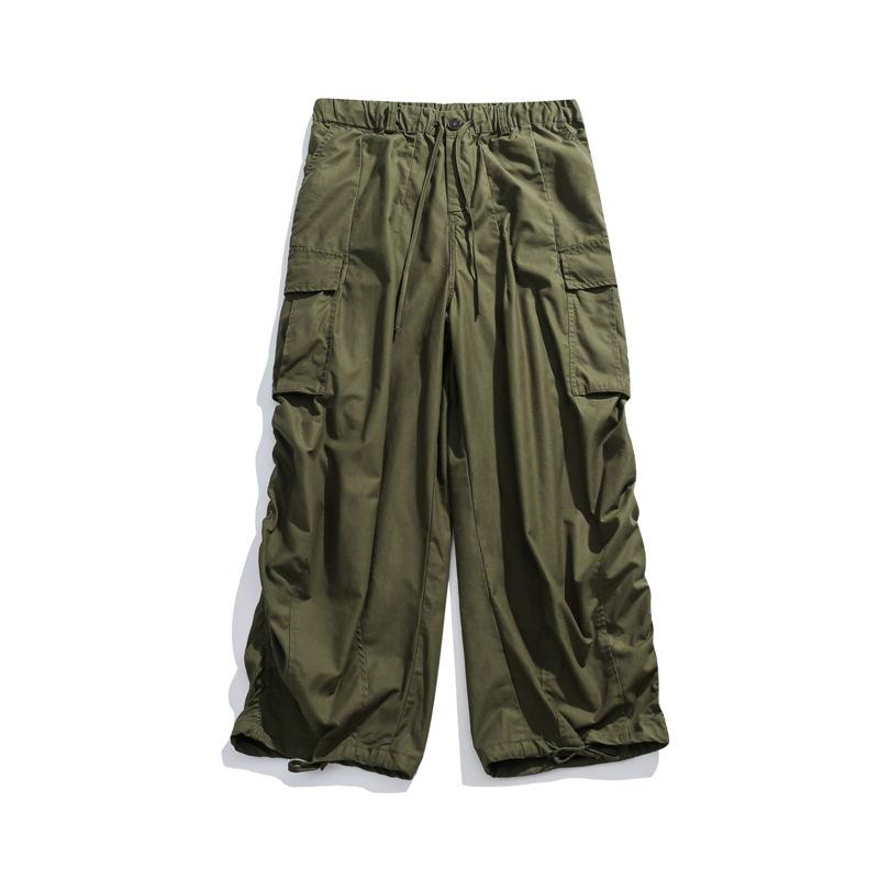 Vintage multi-pocket paratrooper overalls men's loose and versatile straight wide-leg pants cityboy casual trousers