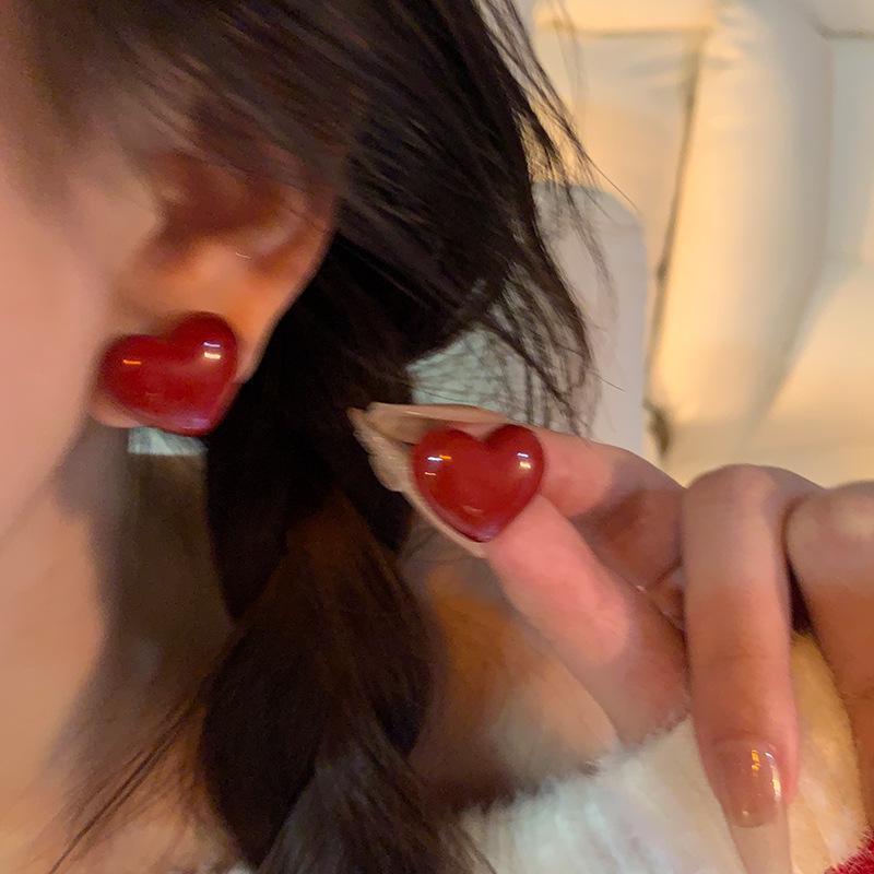 Ankola Red Geometric Earrings for Women - New Year Festive Love, Autumn & Winter Style