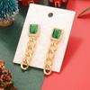 Emerald Zircon Gold-Plated Copper Vintage Earrings - European & American Christmas Edition