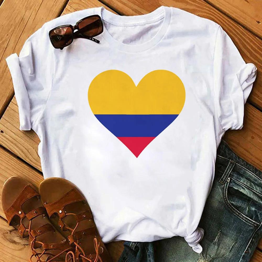 Colombia Top Unisex Tshirt Japanese Designer Style Short Sleeve Female Trendy Aesthetic Y2k Streetwear