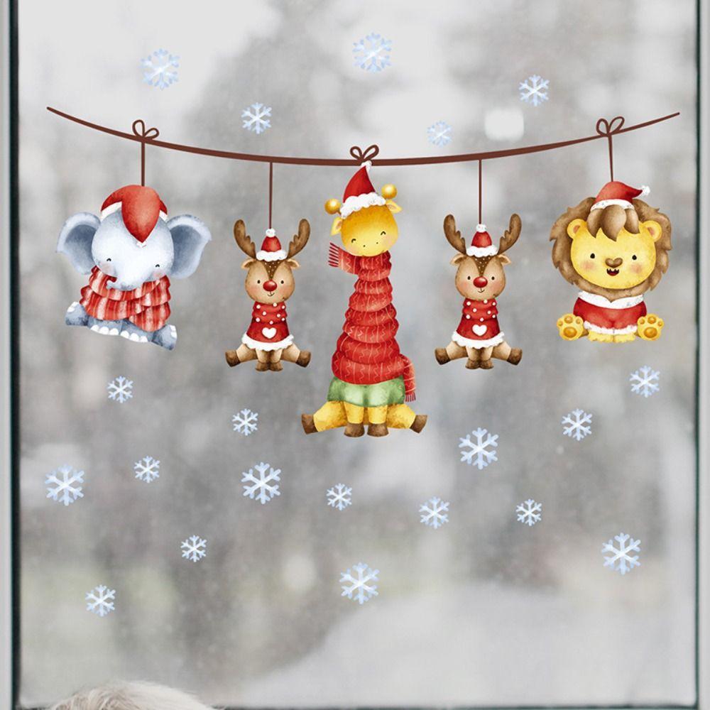 

DIY Рождественские наклейки с животными, художественная наклейка, фестиваль, наклейка на окно, фон, стена