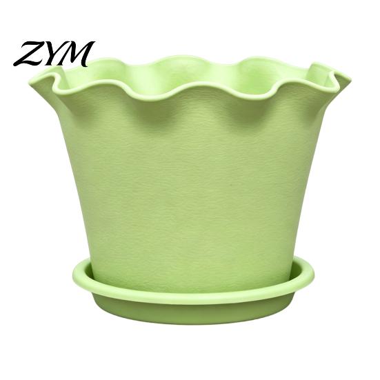 Nursery Pots for Green Plants Wavy Edge Planter with Saucer, Thickened Flower Pot Home Decor Drainage Holes, Modern Plant Indoor Outdoor Balcony