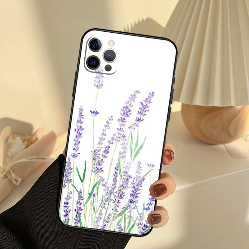 Lavender Purple Flowers Case For iPhone 11 12 13 14 15 16 Pro Max Cover For iPhone 13 12 Mini XR X XS Max Plus
