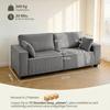 218 cm 3-Seater Sofa, Modern Corduroy Sofa with Pocket Spring Upholstery, Wide Armrests and 2 Cushions, Light Grey