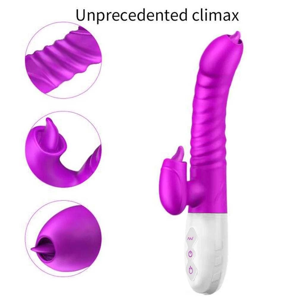 Rabbit Thrusting Vibrator for Women Heating G-Spot Vagina Vibrator Clit Stimulator Female Masturbator Adult Sex Toy for Women