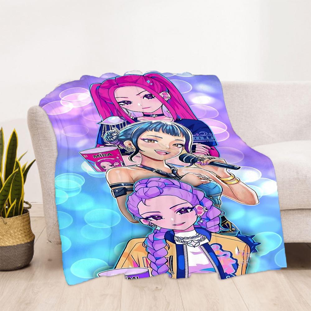 1pc K-Pop Hunters Outdoor Blanket Lightweight Flannel, All-Season Use for Sofa, Bed, Travel, Camping, Living Room, Office, Couch040