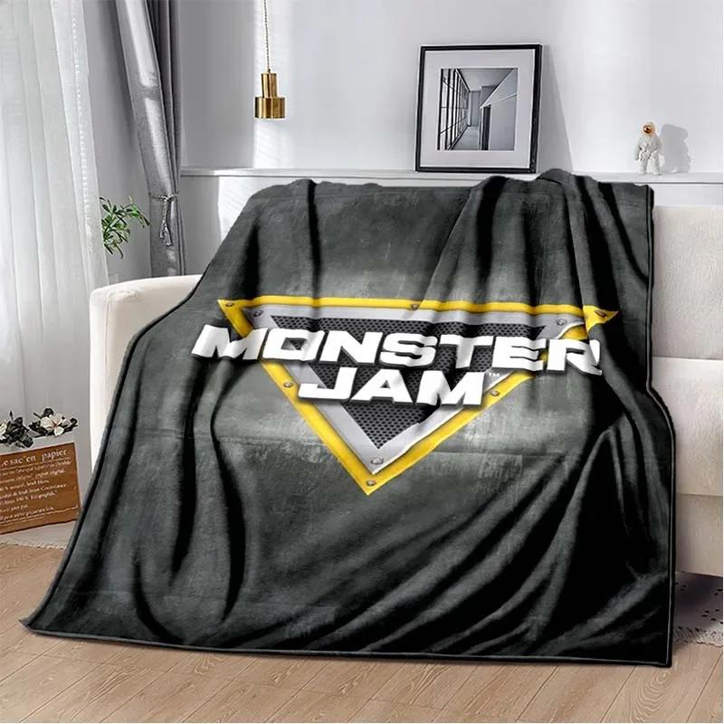 3D Monster Jam Monster Truck Cartoon Flannel Soft Throw Blanket Boys Bedroom Sofa Bed Warm Throw Blanket Picnic