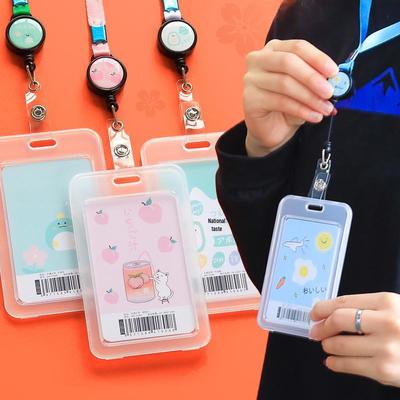 Transparent Student ID & Bus Card Holder with Anti-Lost Lanyard for Campus & Work