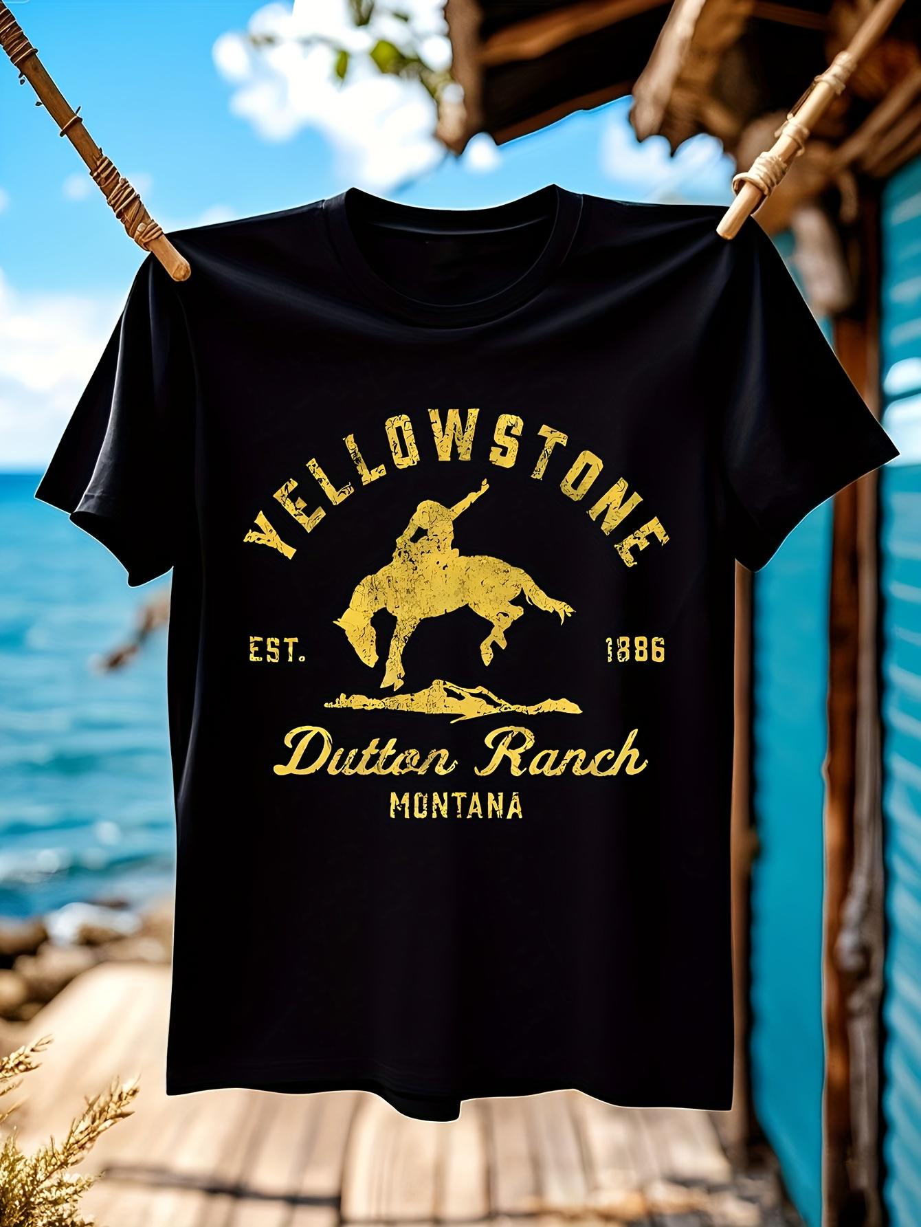 Yellowstone TV Show Dutton Ranch Bucking Bronco Tshirt - ... L