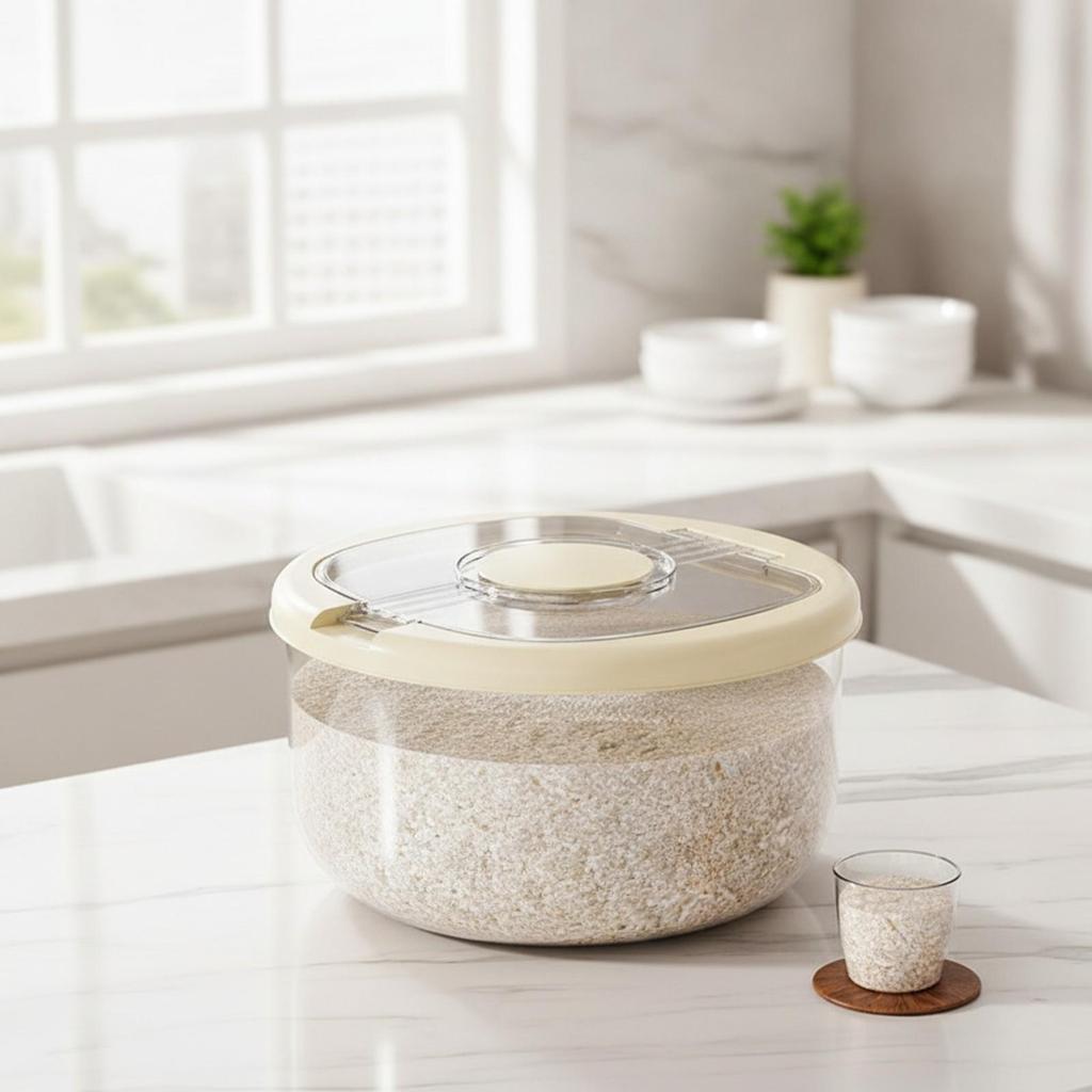 Moisture-Proof Rice Container with Hinged Lid Transparent Sealed