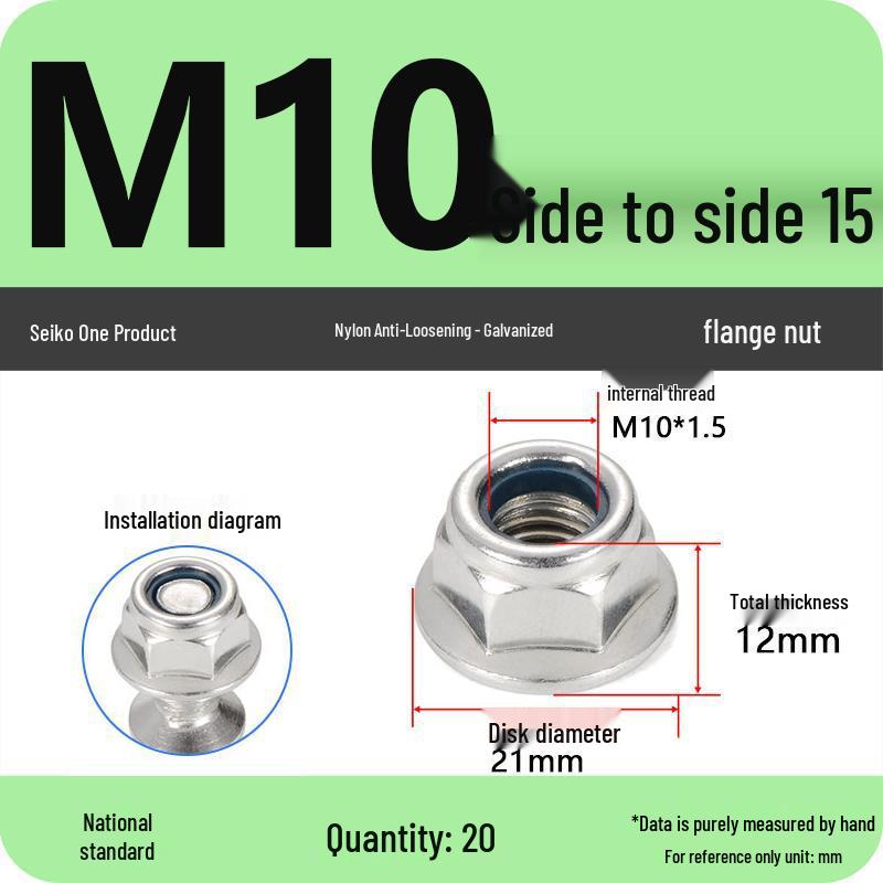 Hexagonal Self-Locking Nylon Anti-Slip Flange Nut M4 M5 M6 M8 M10 M12 M14
