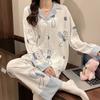 Imitation Cotton Pajamas Women's Spring and Autumn New Japanese Cute Girl Style Cardigan Long-sleeved Trousers Large Size Loungewear Set