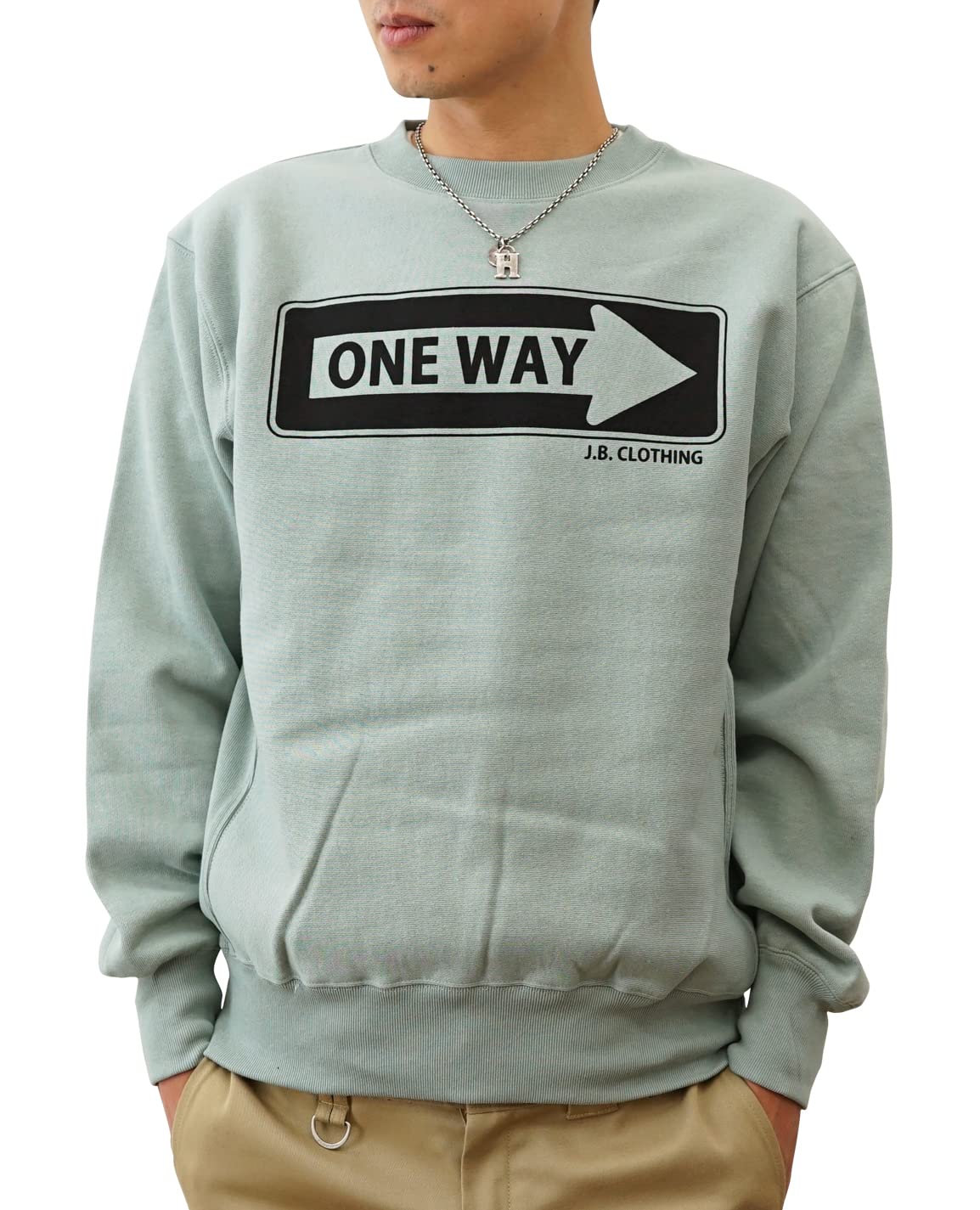 

Толстовка 12 унций ONE WAY Оригинальный американский кэжуал принт Тяжелая толстовка Свитшот M Дымчато-зеленый [Jeans Bug] 12SW-ONEWA (269)