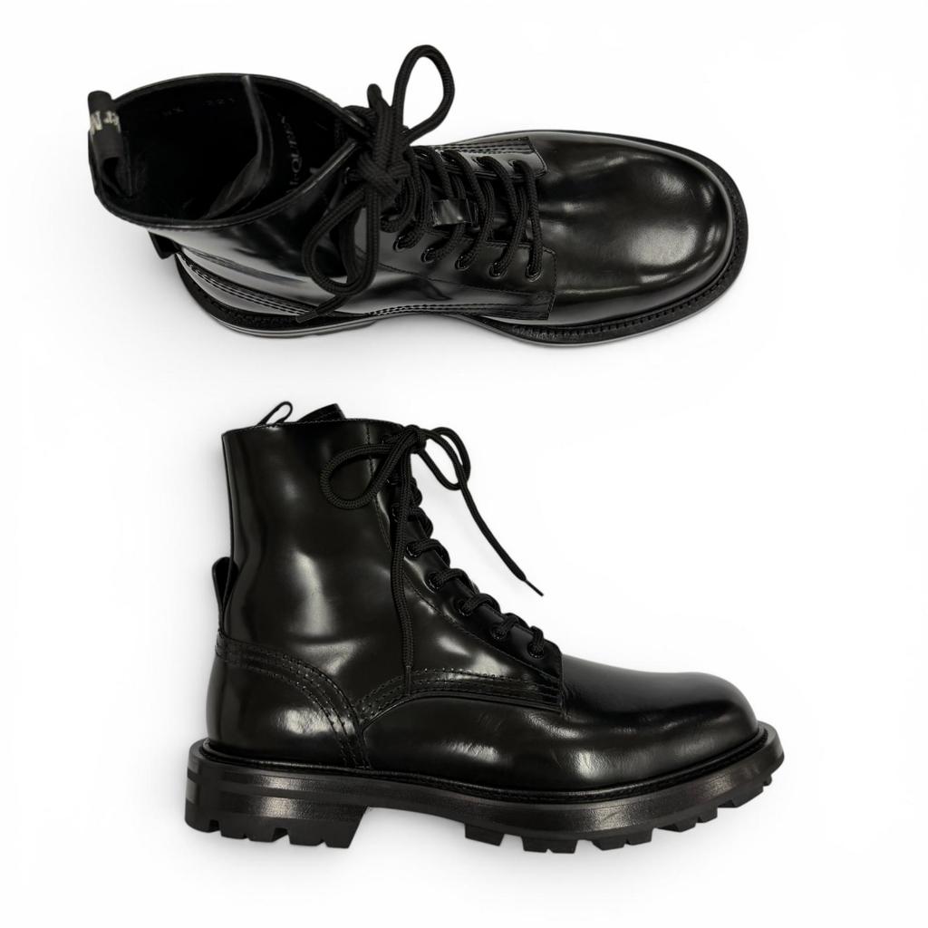 Excellent Alexander McQueen boots Lace up black leather mens 40 683569 Used