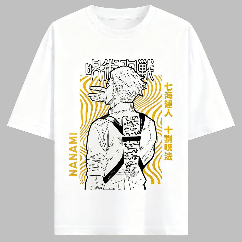 Jujutsu Kaisen Anime Nanami Kento Druck Baumwolle T-Shirt Herren und Damen Harajuku Mode Locker Sommer Anime Merchandise Kleidung