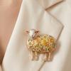 Animal Rhinestone Lapel Pin Zinc Zinc Alloy Metal Floral Badge Vintage Style Sheep Brooch  Daily Use