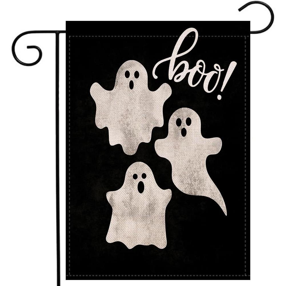 Double-Sided Garden Flag Featuring a Spooky Ghost for Halloween, Perfect for Outdoor Holiday Decoration Measuring