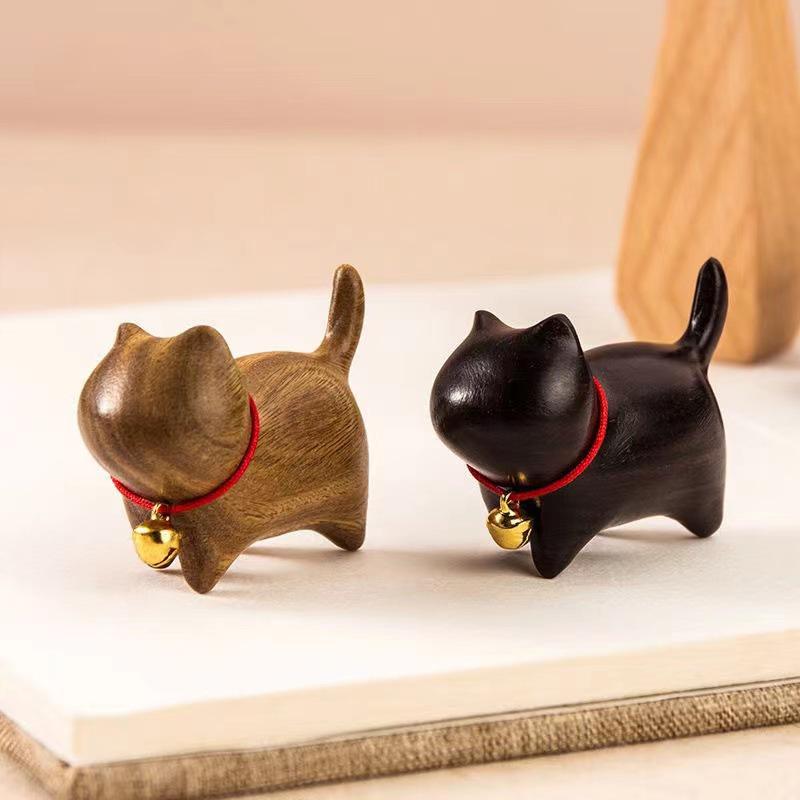 

Украшение «Любопытный котенок» из сандалового дерева: Милая, Креативная Мини Деревянная Фигурка Животного - Очаровательный Карманный Подарок