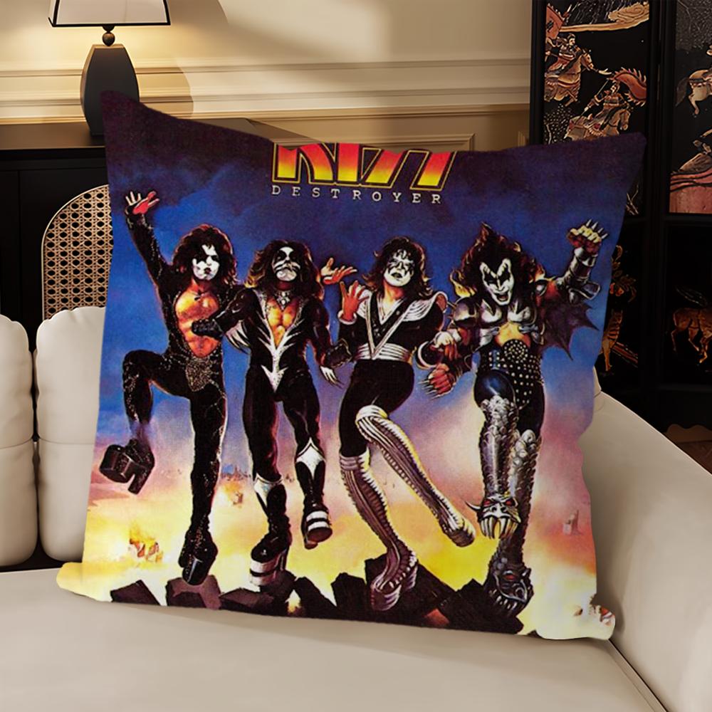 Rock Kiss Band Music Pillow Case Sofa Living Room Bedroom Headboard Backrest Cushion Square Cushion Nap Time