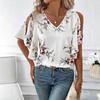 Europe and the United States Popular Spring and Summer New Women's Clothing V-neck Printed Shirt Top