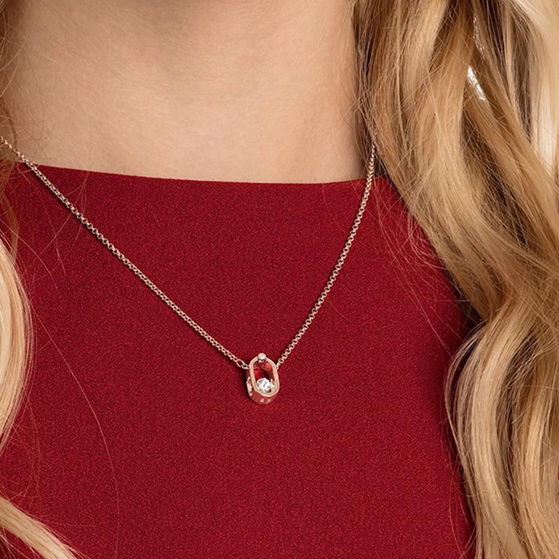 Swarovski Una Sparkling Dance Series Oval Crystal Pendant Necklace Women Necklace Rose-Gold 5468084