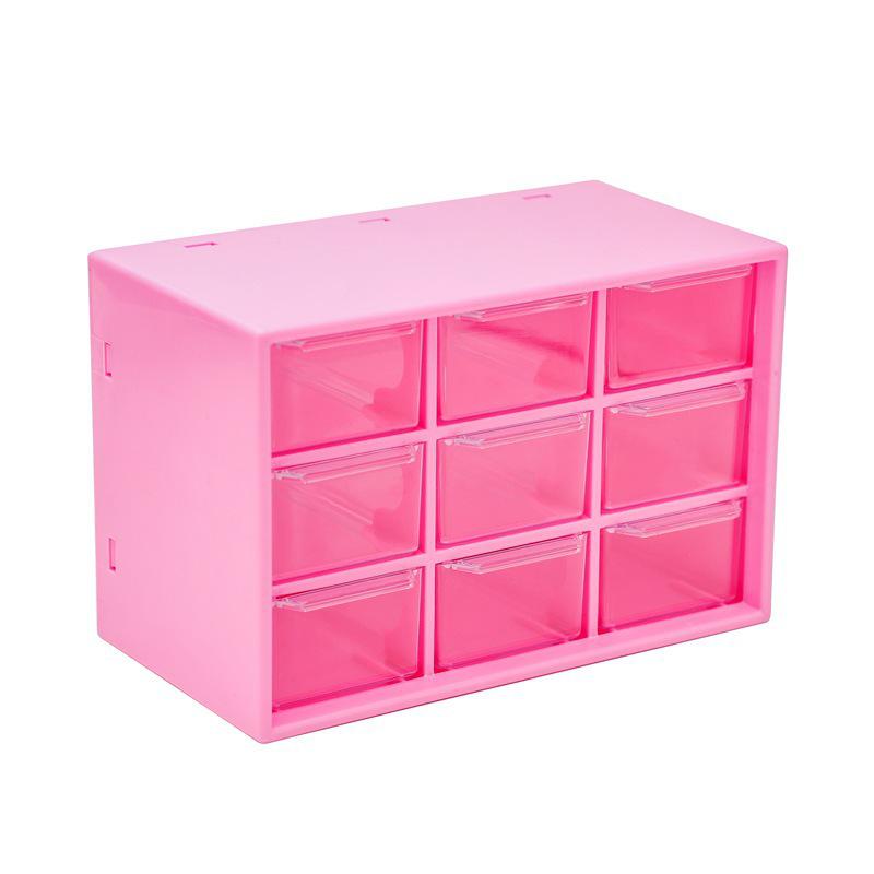 Nine-Grid Desktop Storage Box, Drawer-Style for Desk Organization: Ideal for Dorms, Cosmetics, Stationery, Beads, and Sundries.