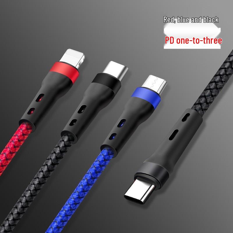 PD100W 3-in-1 Fast Charging Cable for iPhone 15, Android, and LeEco Devices