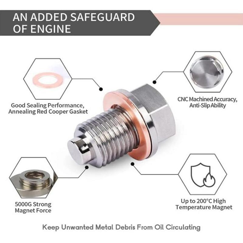 Engine Oil Plug Oil Plug Magnetic Engine Oil Drain Plug Heavy Duty Engine Parts Drain Plug Drain Nut Bolt M12x1.75/M14x1.5mm Car