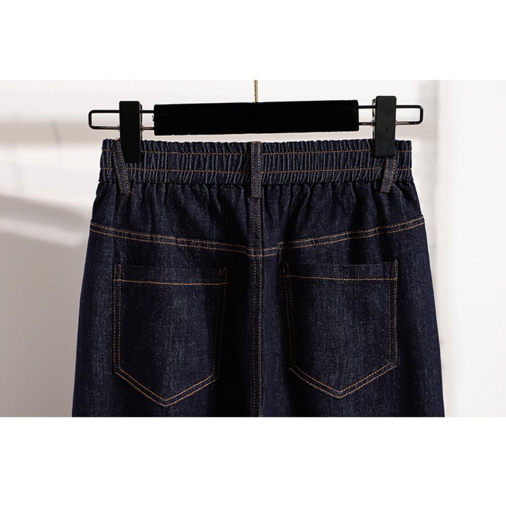 DIMANAF 2025 Plus Size Jeans Autumn Denim Women Jeans Pants Elastic Basic Blue High Waist Trousers Oversize New Pants 5XL