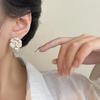 Super Fairy Stud Earrings Temperament Elegant Lily Three-Dimensional Petals Oil Drop Inlaid Pearl Celebrity Sweet Earrings Earrings