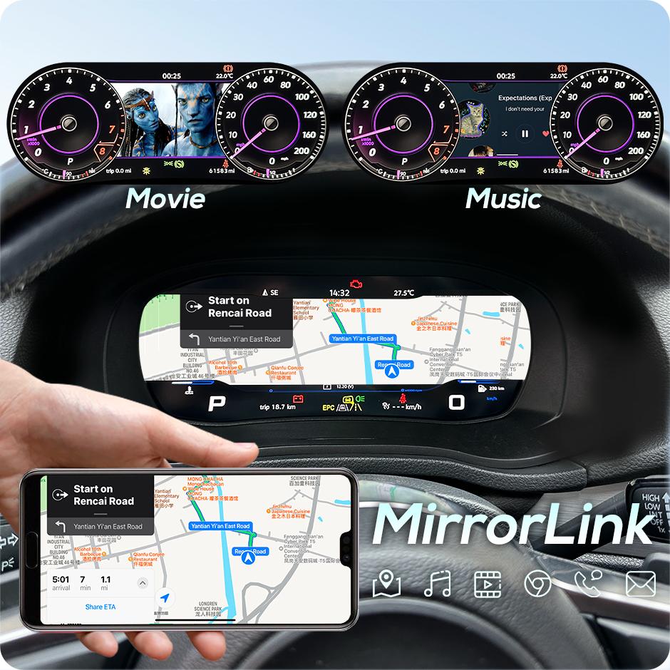 10.25” Digital Dashboard Panel Virtual Instrument Cluster CockPit LCD Speedometer Monitor For VW Magotan Passat B6/B7 2007-2016